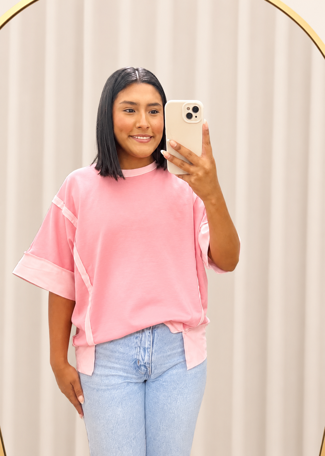 Pink stitch shirt