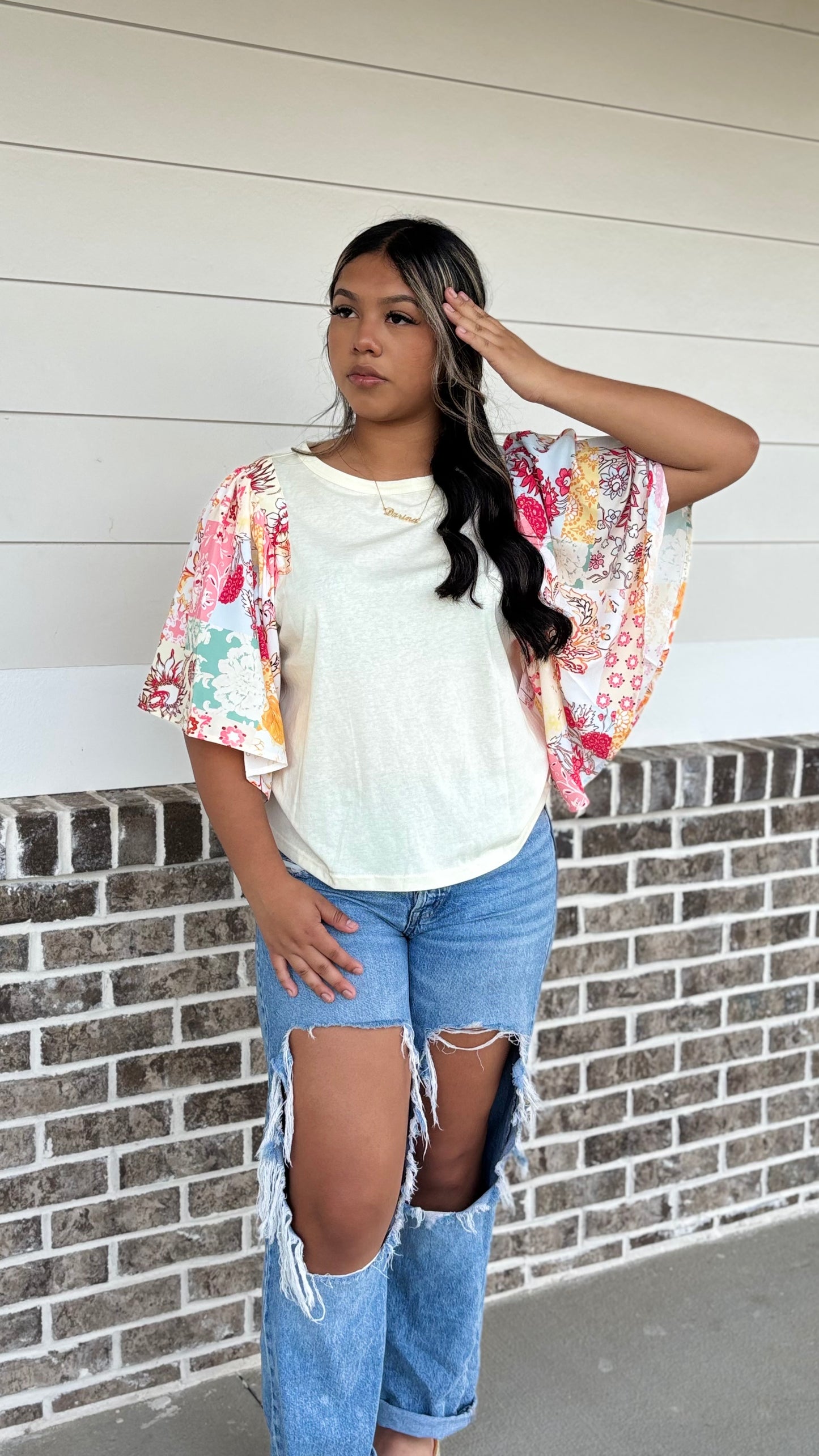 Flutter Sleeve Beige blouse