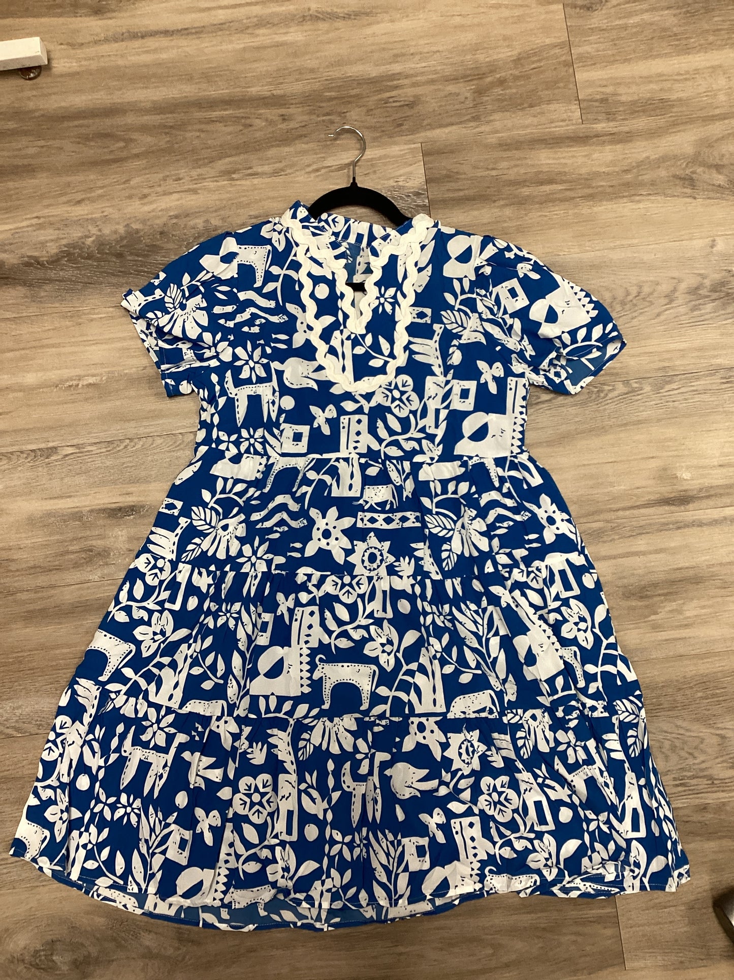 Short Blue V-Neck Dress