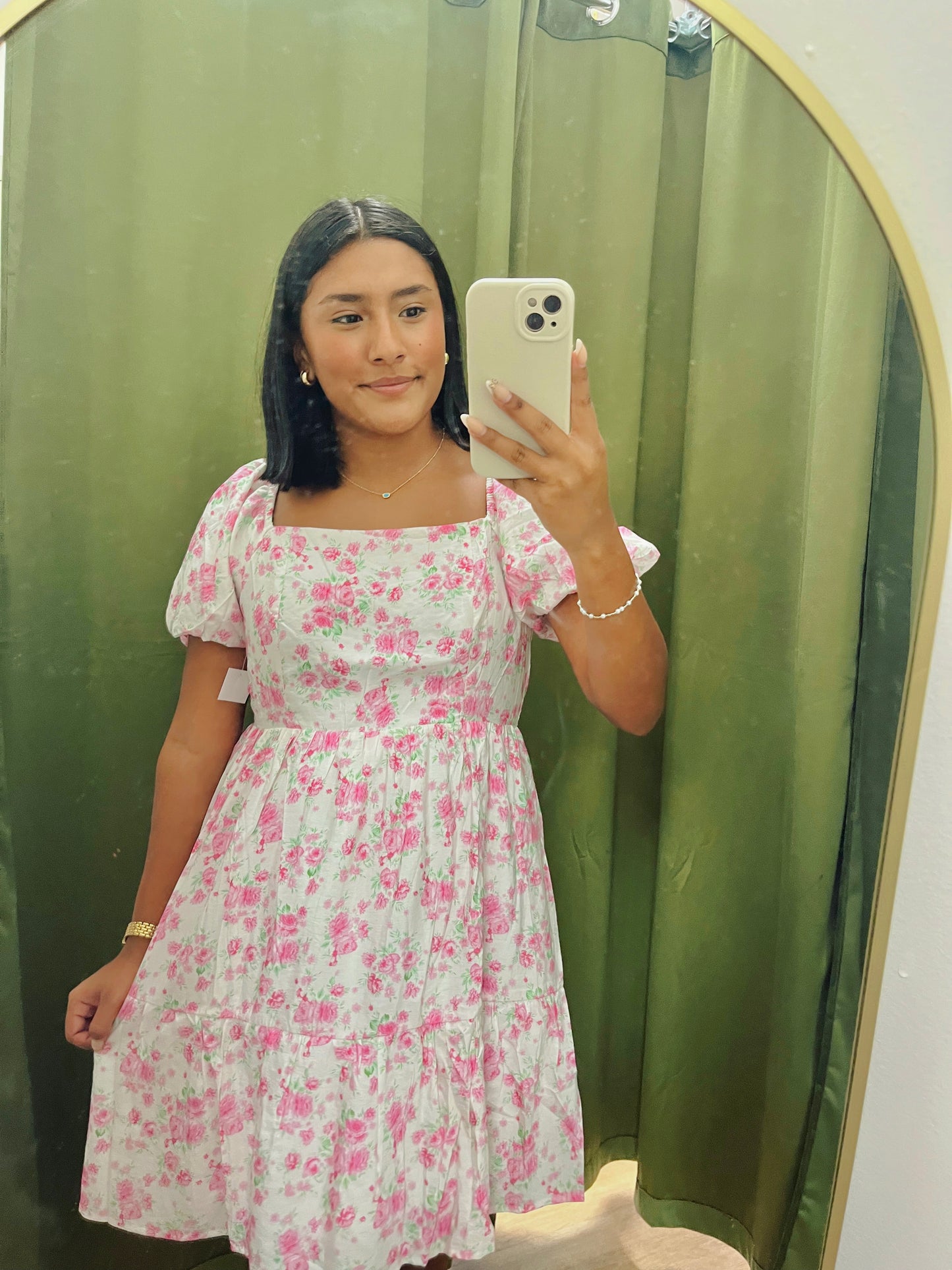 Short pink flower dress