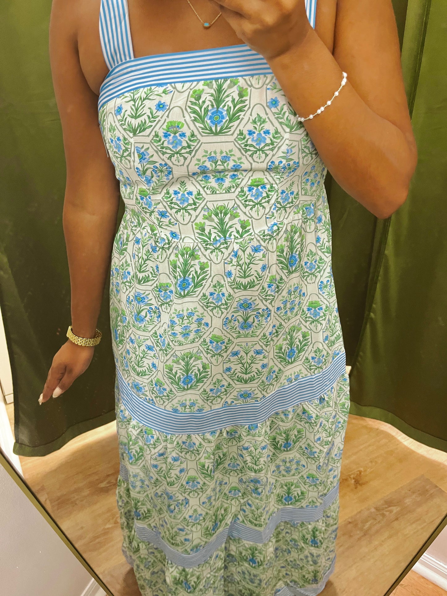 Blue and green flower dress