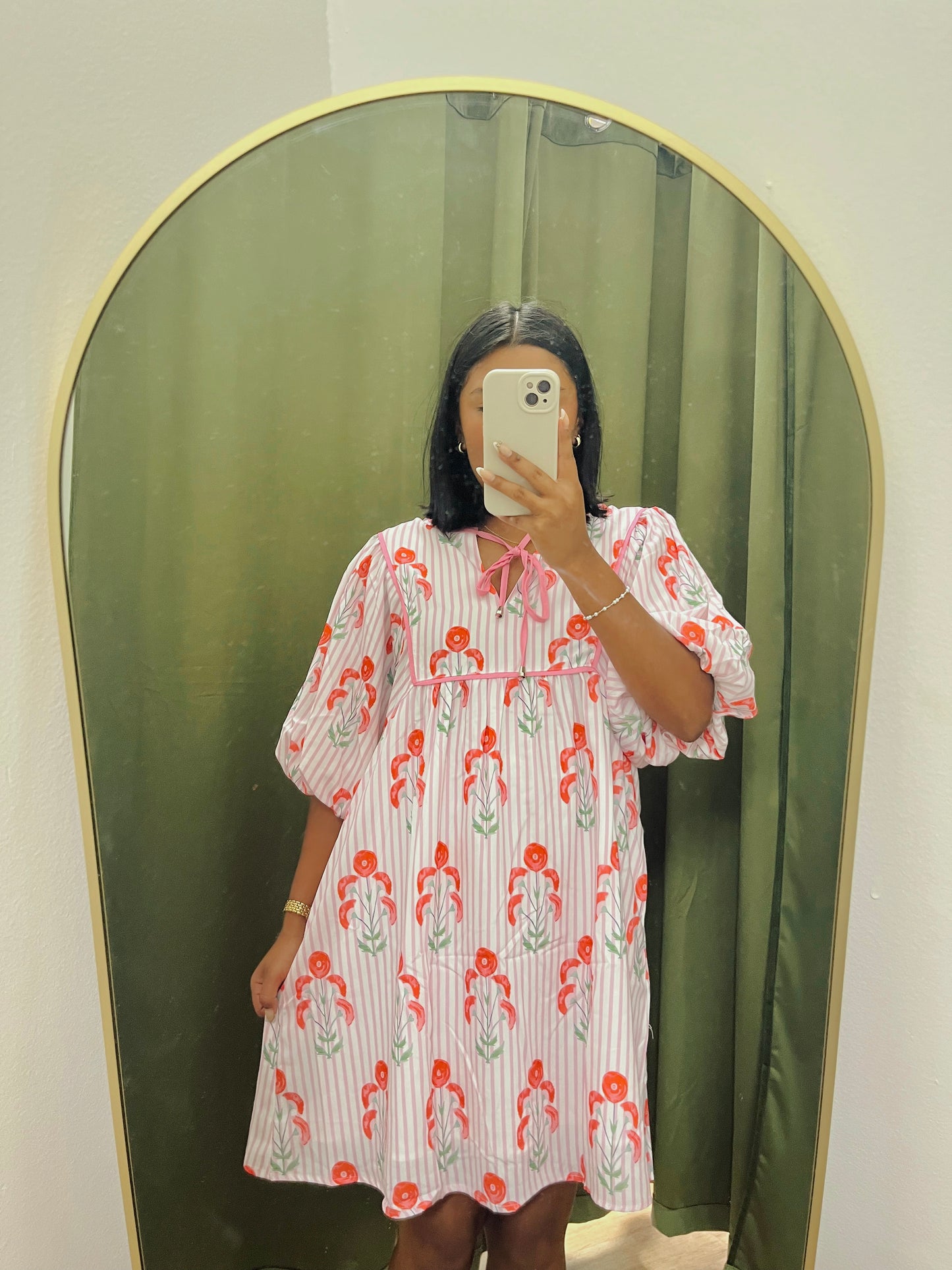 Pink dress with flowers