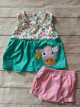 Floral cow diaper set