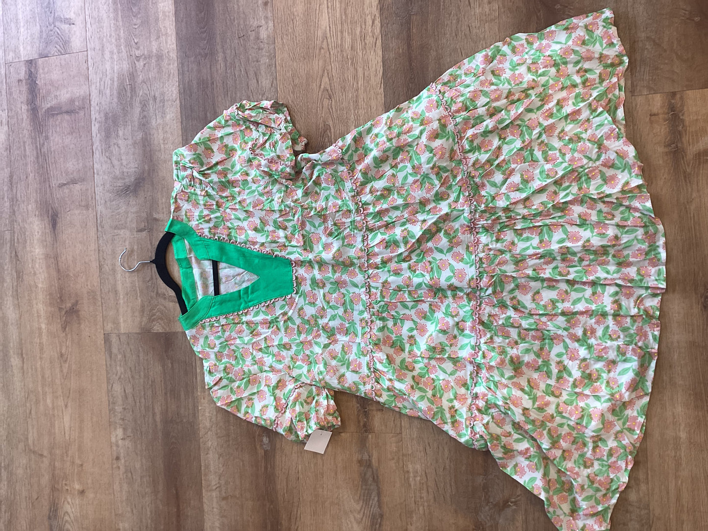 Green and pink dress
