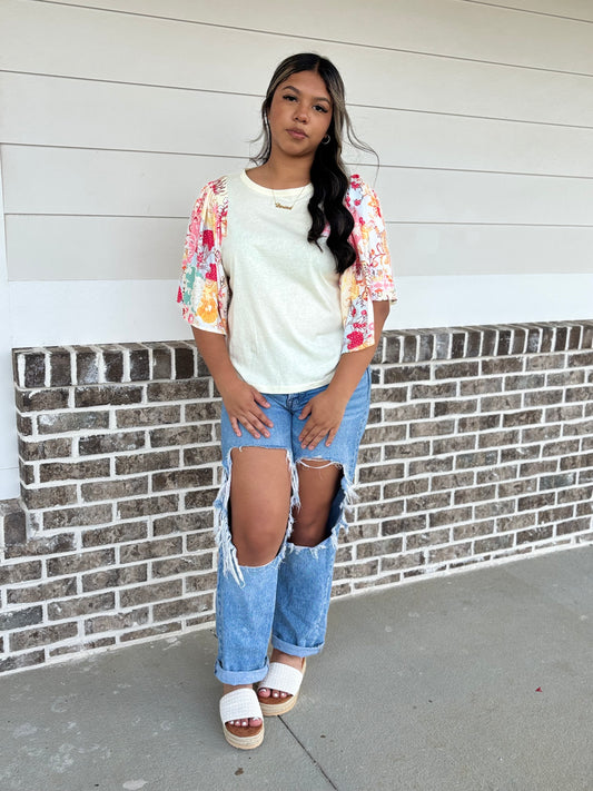 Flutter Sleeve Beige blouse