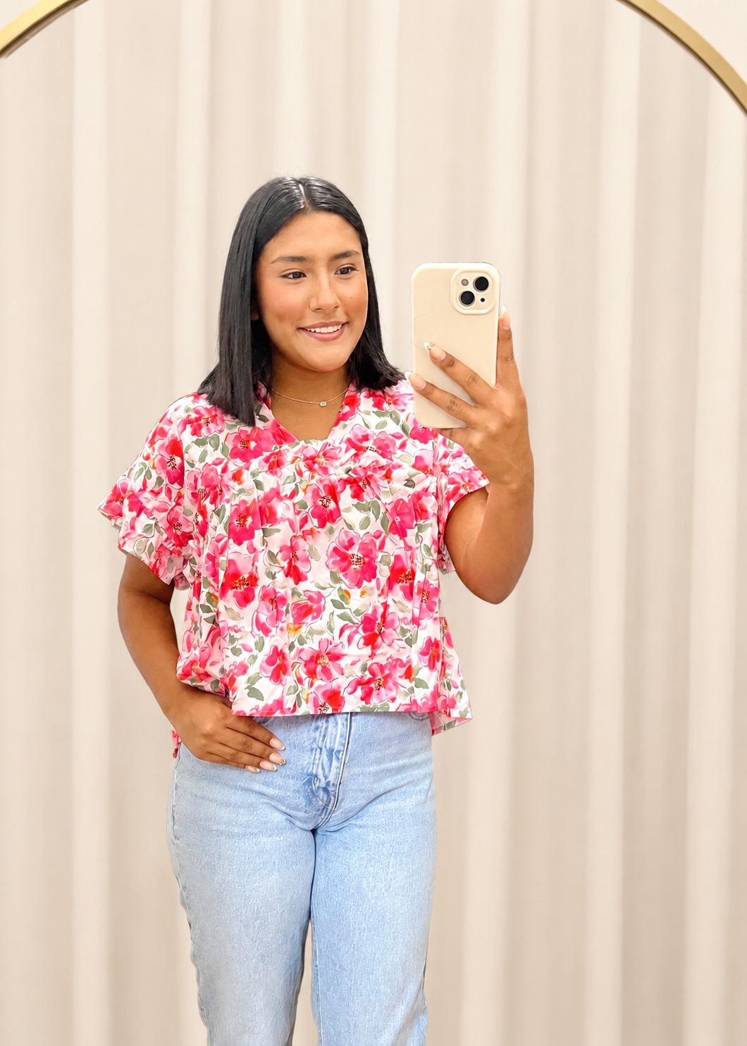 Pink Floral Blouse