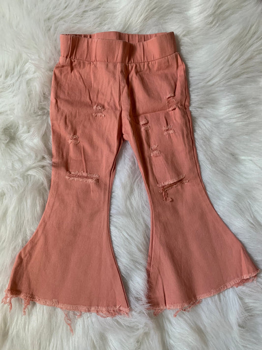 Pink distressed denim