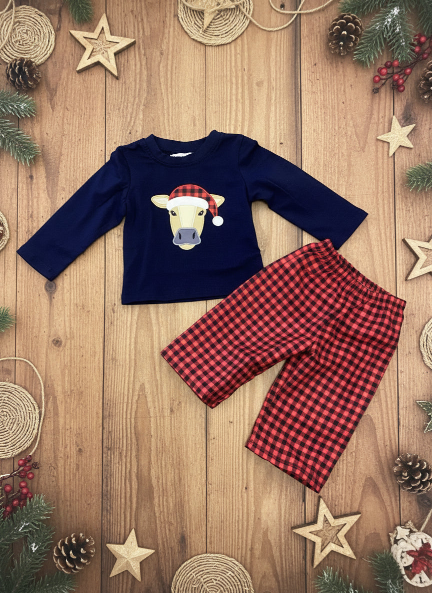 Boys Cow Plaid 2-Piece Set