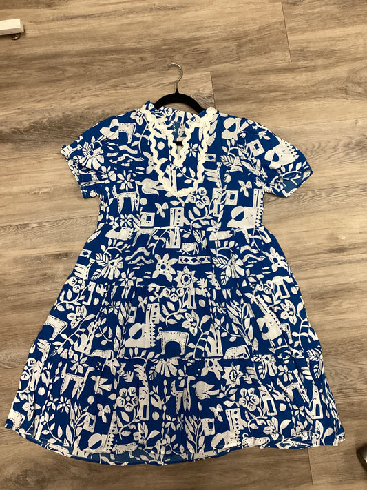 Short Blue V-Neck Dress