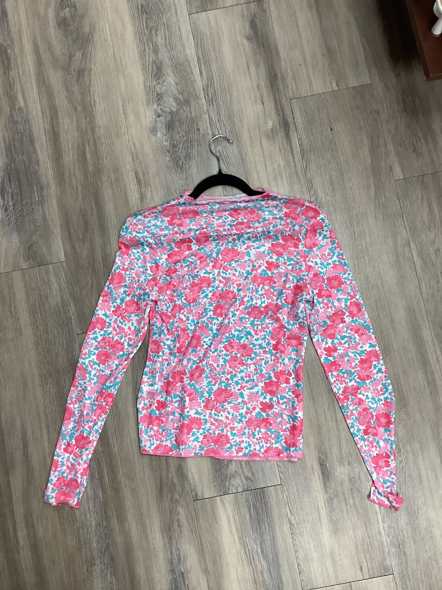 Pink Floral Mesh Long Sleeve