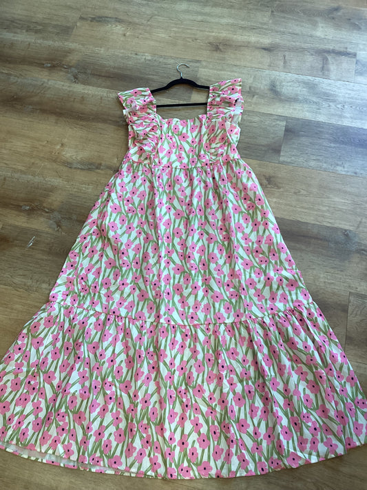 Long pink floral dress