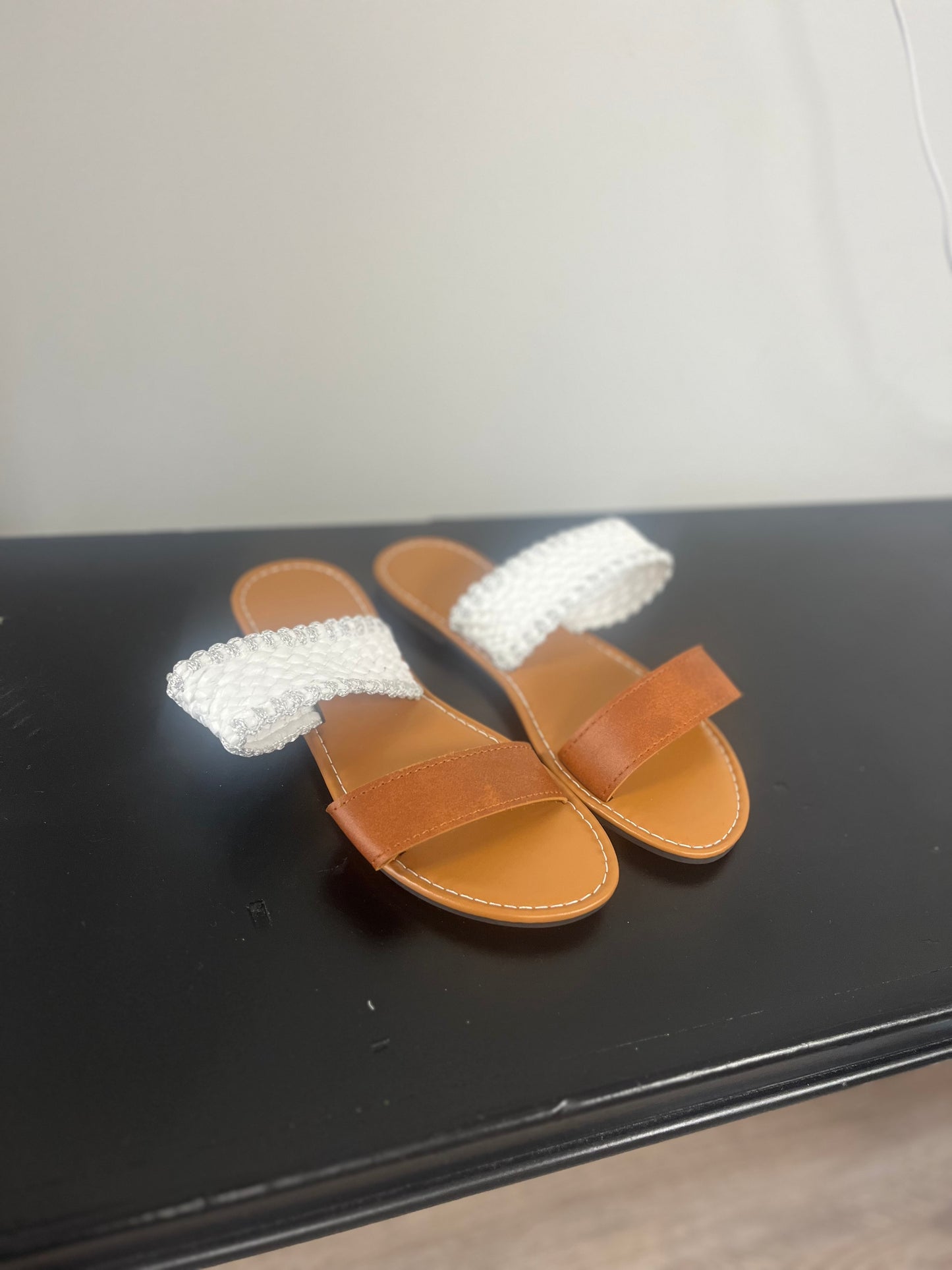 Brown and White Sandals