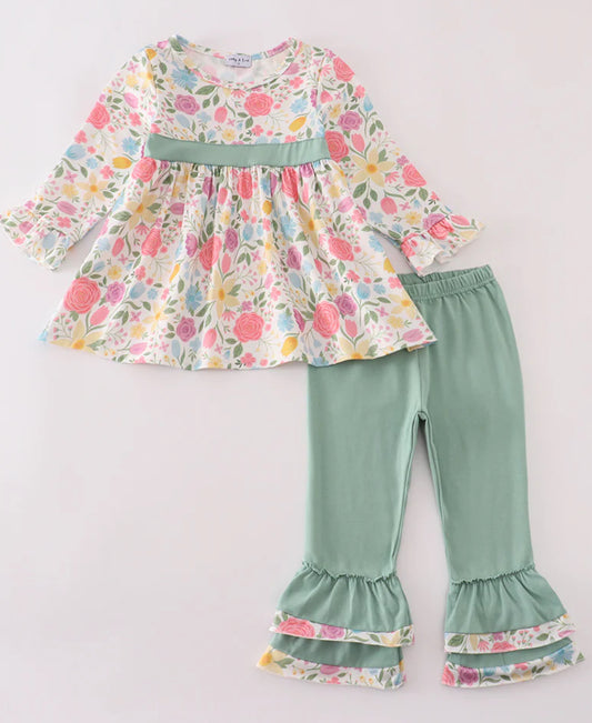 Girls Floral Pant Set