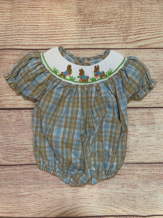 Girl Peter Rabbit smocked bubble