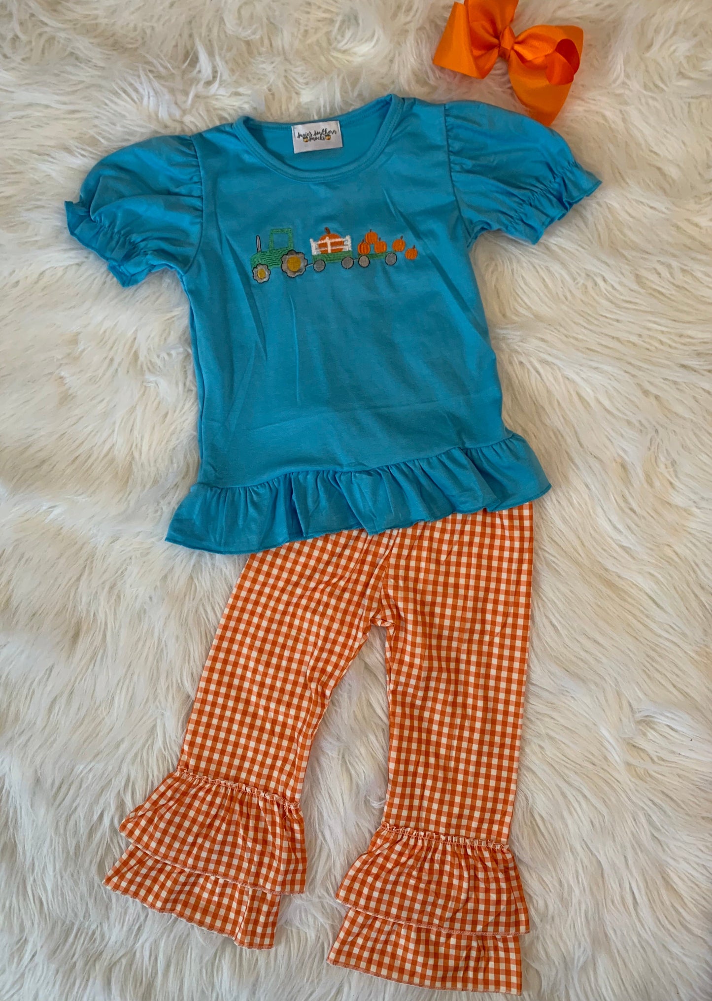 Tractor pumpkin girl set